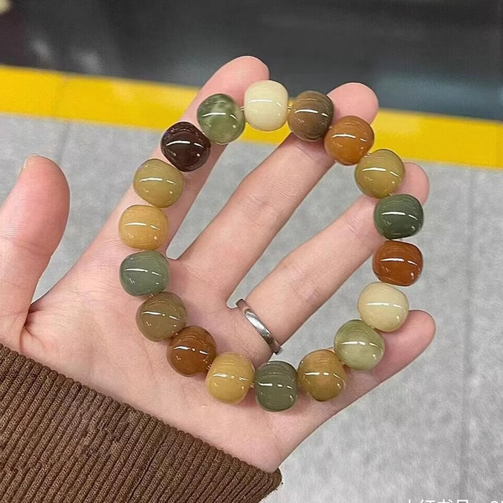 Multi-Color Natural Crystal Barrel Bead Bracelet - Oriental Zen Personalized Bracelet, Unisex Energy Accessory