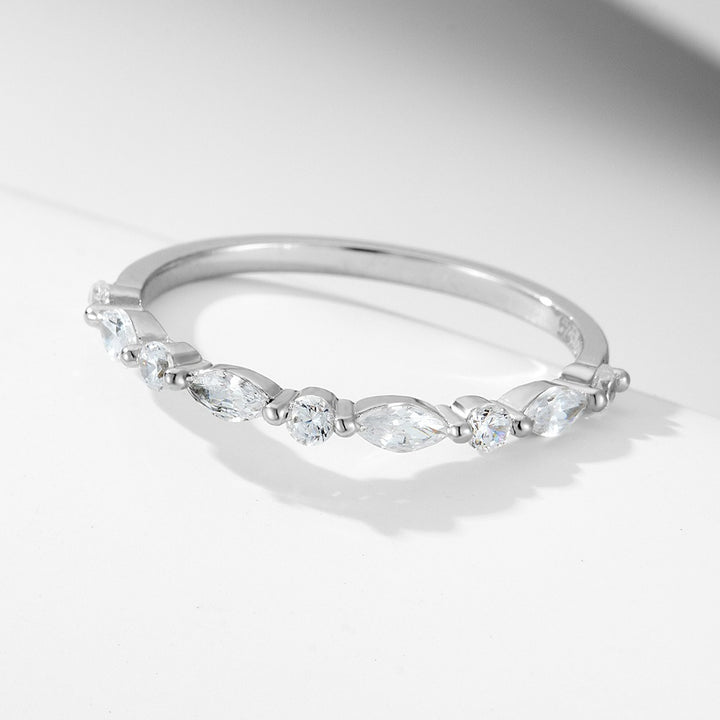 Light Luxury Rectangular Center Stone Ring - Gold/Silver Two-Color Women's Engagement Diamond Ring