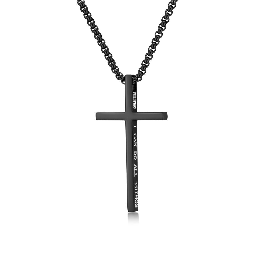Multi-Color Scripture Cross Necklace - Unisex Inspirational Religious Style Accessory