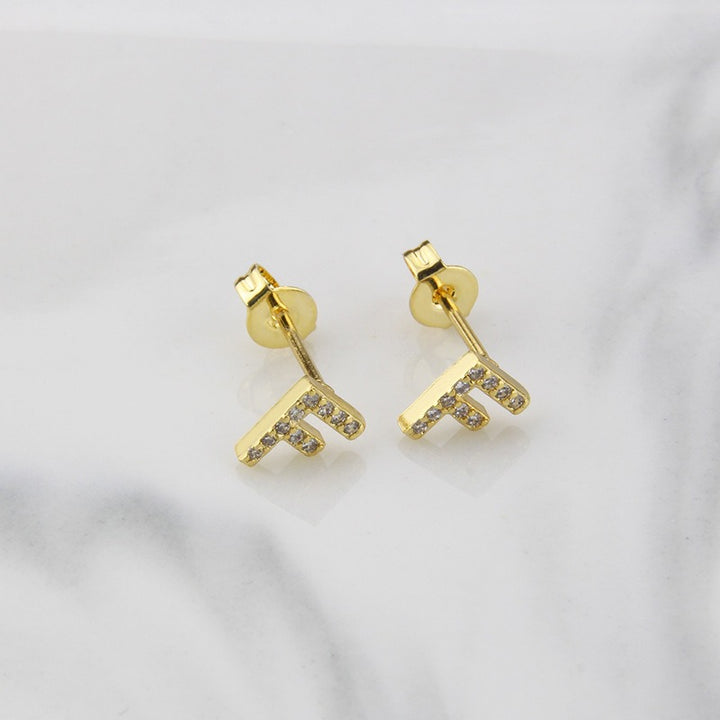 18K Gold 26-Letter Full-Diamond Earrings