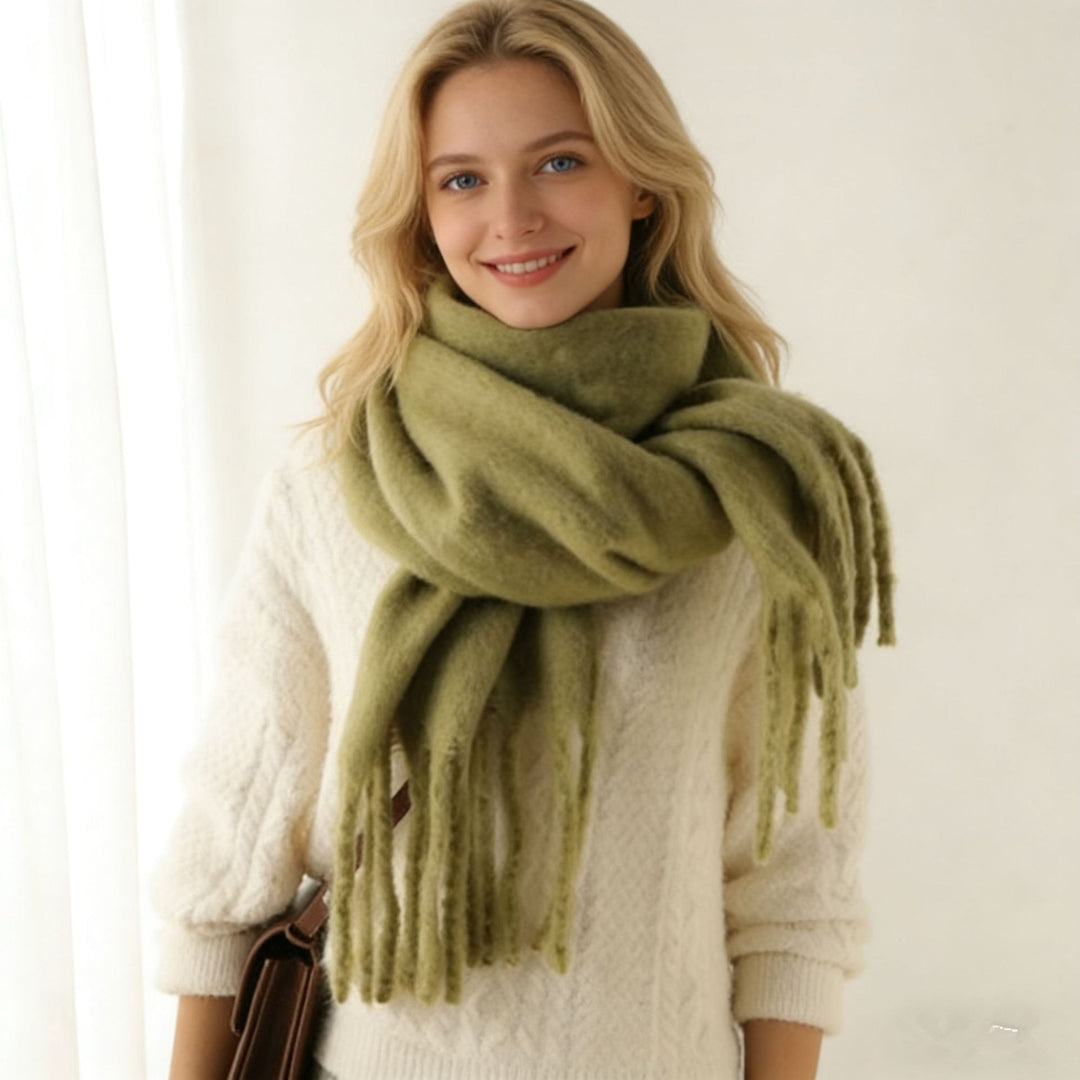 Multi-Color Fuzzy Fringe Winter Scarf - Light Luxury Warm Soft Wrap