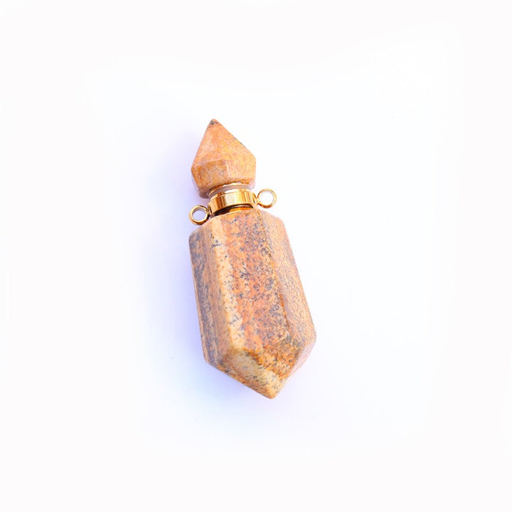Multi-Color Natural Crystal Perfume Bottle Pendant - Openable Essential Oil Bottle Necklace, Spiritual Energy Fashion Accessory