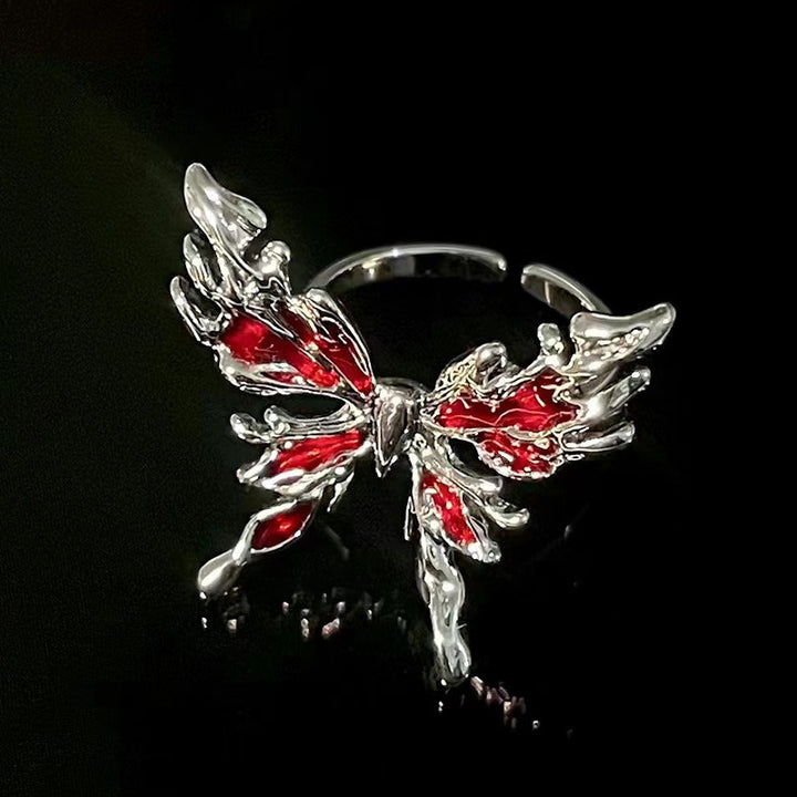 Gothic Dark Red & Black Open Ring - Multi-Style (Thorn/Butterfly/Star) Statement Band