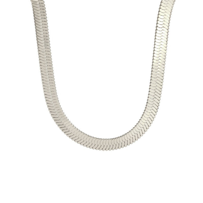 18K Gold Light Luxury Stackable Choker European Multi-Size Dual-Color Snake Chain Necklace