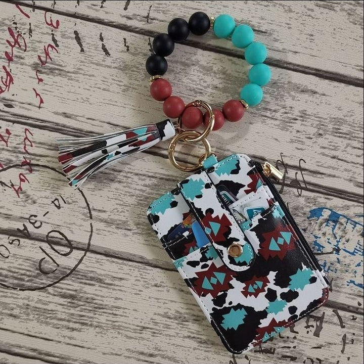 Multi-Style Leather Card Holder + Silicone Bead Tassel Charm - Light Luxury Portable Coin Purse