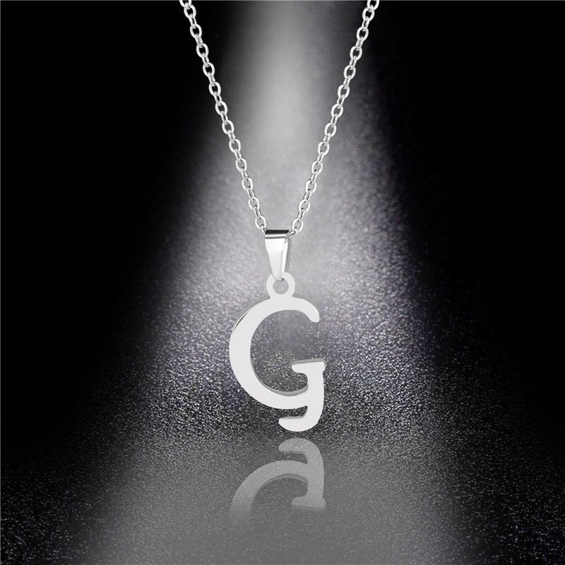 26 Letters Optional Minimalist Silver Necklace - Unisex Personalized Custom Initial Name Accessory