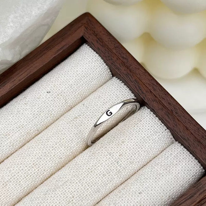 S925 Silver 18K Gold 26-Letter Minimalist Plain Band Ring