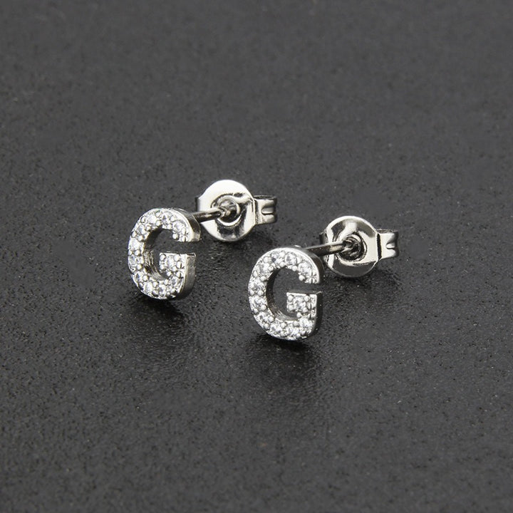 18K Gold 26-Letter Full-Diamond Earrings
