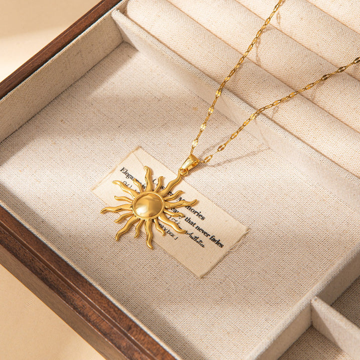 S925 Silver 18K Gold Dual-Color Moon & Sun God Diamond-Paved Necklace