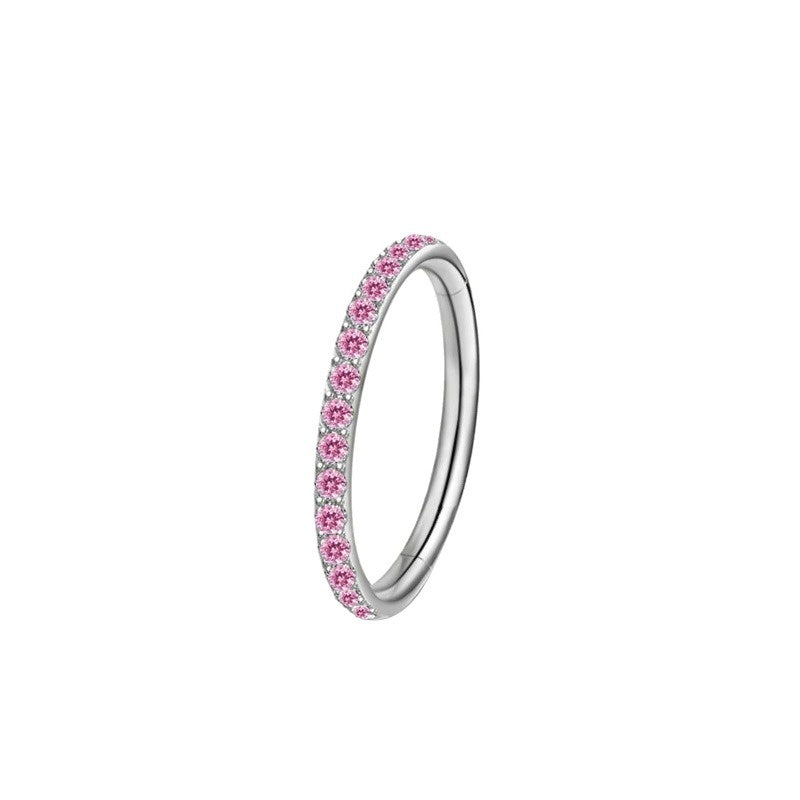 Multi-Color Paved Diamond Circular Multi-Purpose Earring/Nose Ring S925 Silver High-End Piercing Jewelry