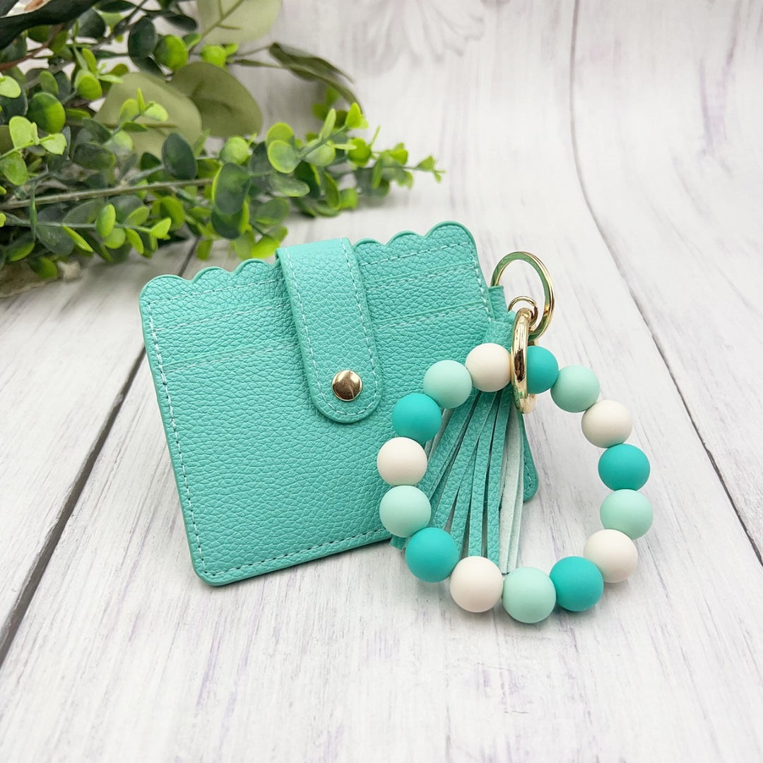 Multi-Color Leather Card Holder + Silicone Bead Tassel Charm - Light Luxury Minimalist Portable Coin Purse