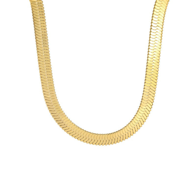 18K Gold Light Luxury Stackable Choker European Multi-Size Dual-Color Snake Chain Necklace