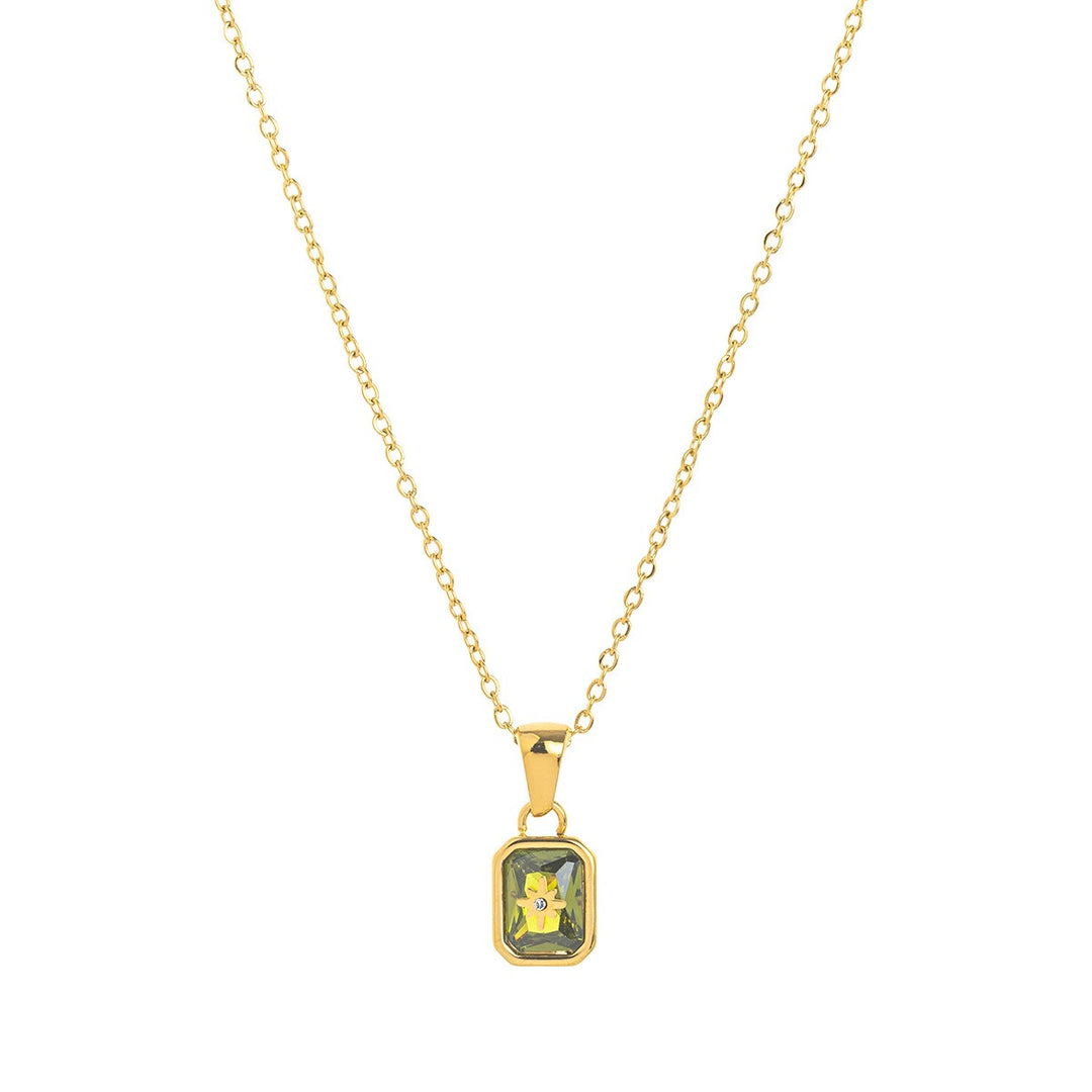 12-Month Birthstone Exclusive Necklace - 18K Gold-Plated Month-Corresponding Clavicle Chain
