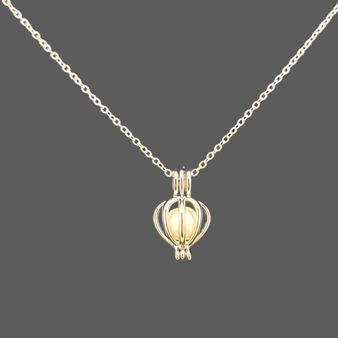 18K Gold/Silver Openable Birdcage Pearl Necklace - Light Luxury Niche Hidden-Item Pendant Choker