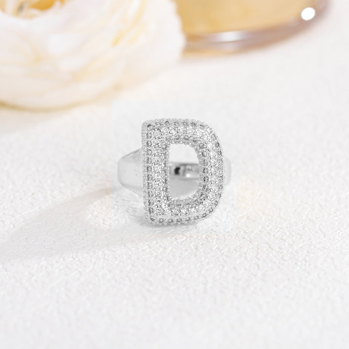 Letter Starburst 18K Gold Diamond 26-Letter Open Ring（Free shipping on orders of two or more items）
