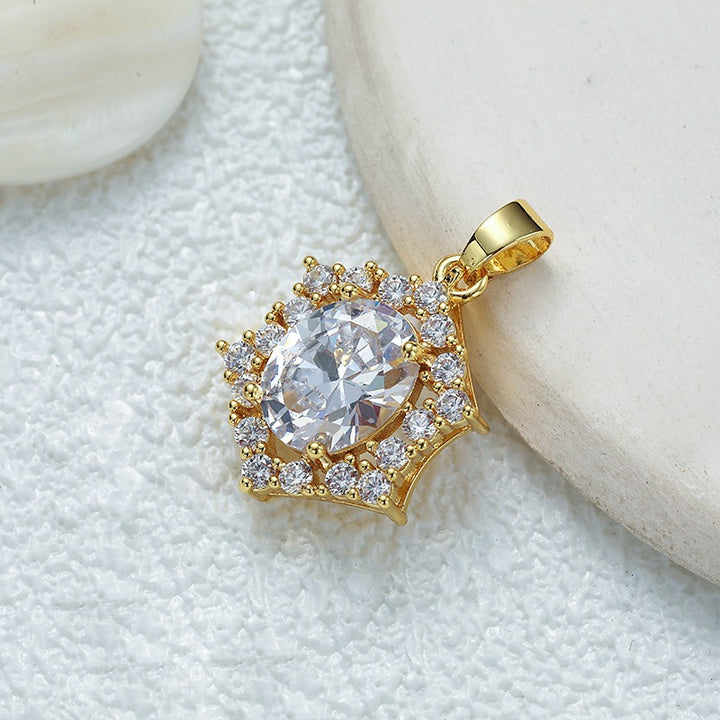 18K Gold Multi-Color Diamond-Paved Color Crystal Pendant Necklace