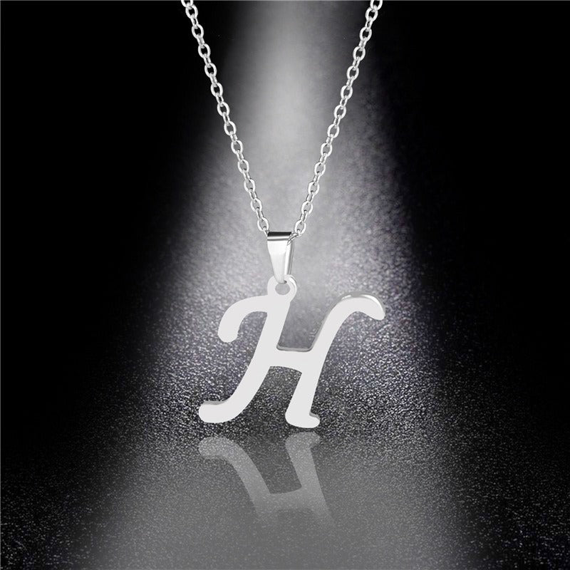 26 Letters Optional Minimalist Silver Necklace - Unisex Personalized Custom Initial Name Accessory