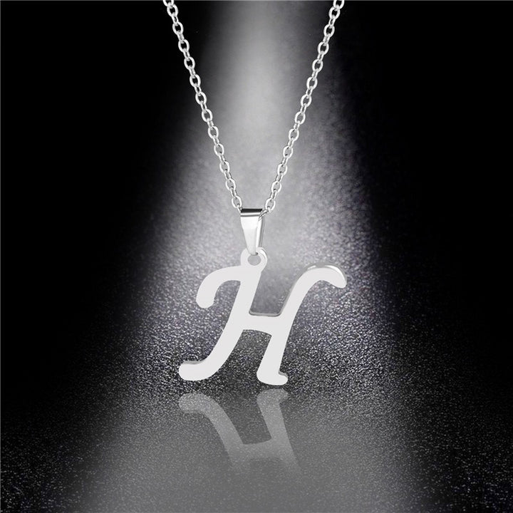 26 Letters Optional Minimalist Silver Necklace - Unisex Personalized Custom Initial Name Accessory