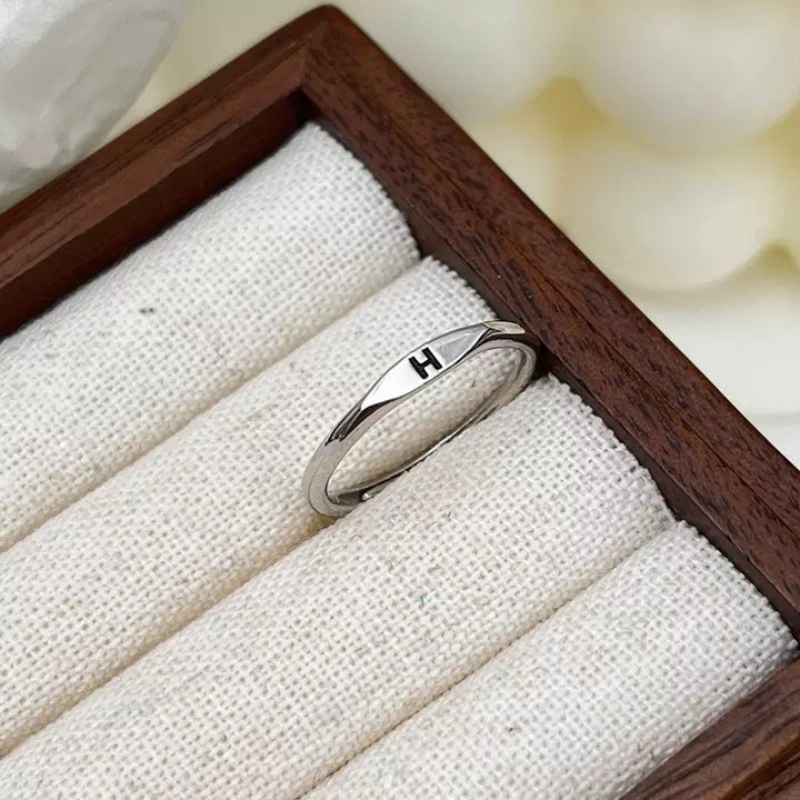 S925 Silver 18K Gold 26-Letter Minimalist Plain Band Ring