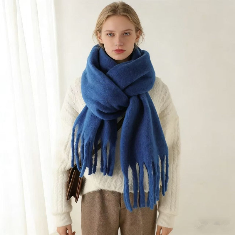 Multi-Color Fuzzy Fringe Winter Scarf - Light Luxury Warm Soft Wrap