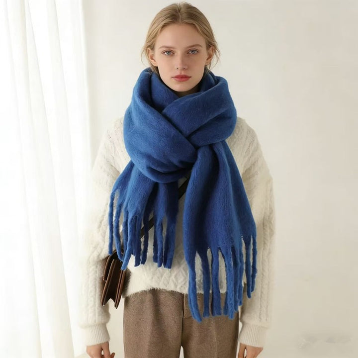 Multi-Color Fuzzy Fringe Winter Scarf - Light Luxury Warm Soft Wrap