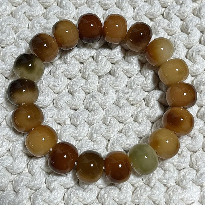 Multi-Color Natural Crystal Barrel Bead Bracelet - Oriental Zen Personalized Bracelet, Unisex Energy Accessory