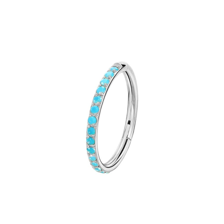 Multi-Color Paved Diamond Circular Multi-Purpose Earring/Nose Ring S925 Silver High-End Piercing Jewelry