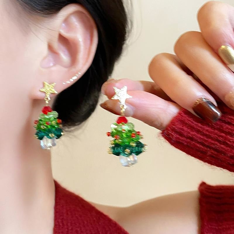 Christmas-Themed 3D Christmas Tree Earrings - Multi-Style Women's Festival Sweet-Style Accessory