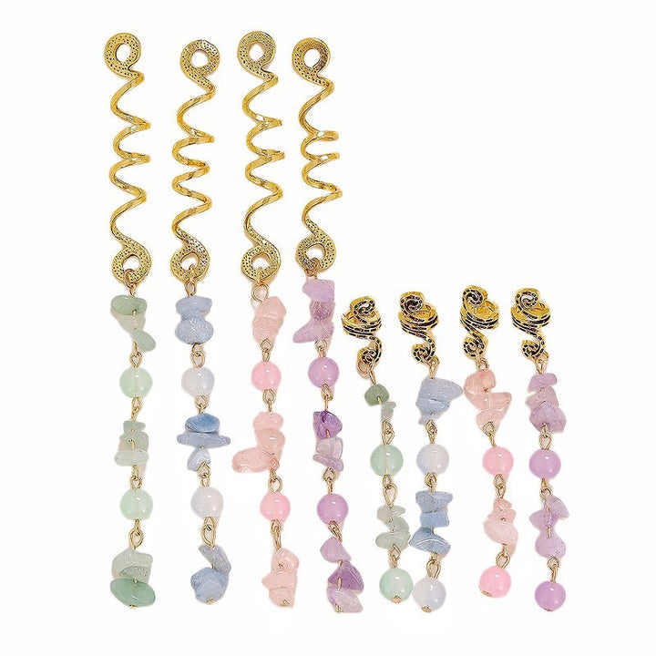 18K Gold Snake Color Crystal Spiral Hair Clips - Natural Crystal Braided Hair Accessories European