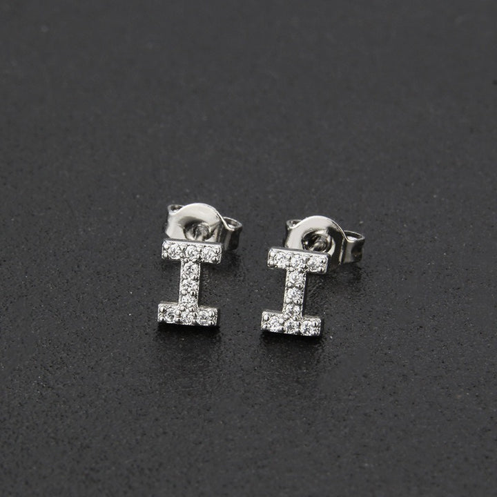 18K Gold 26-Letter Full-Diamond Earrings