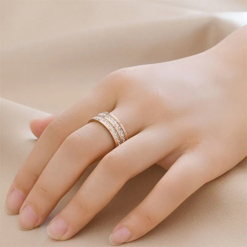 Light Luxury Niche Titanium Steel Zircon Ring