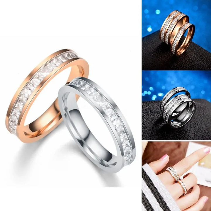 Light Luxury Niche Titanium Steel Zircon Ring