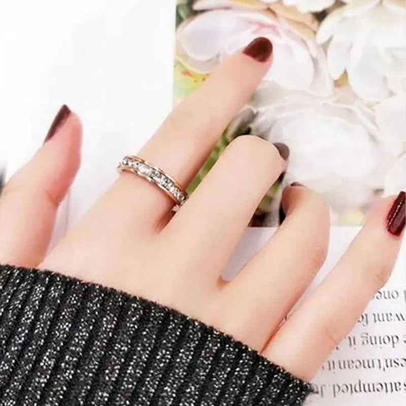 Light Luxury Niche Titanium Steel Zircon Ring