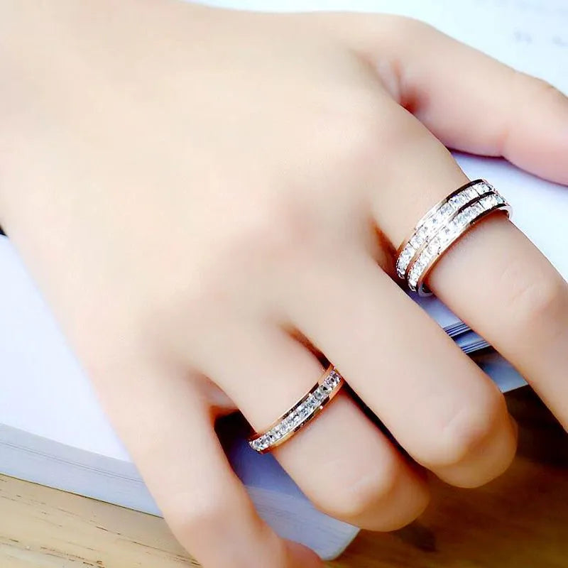 Light Luxury Niche Titanium Steel Zircon Ring