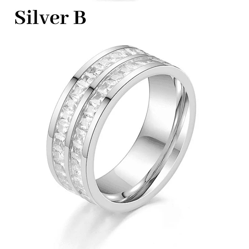 Light Luxury Niche Titanium Steel Zircon Ring