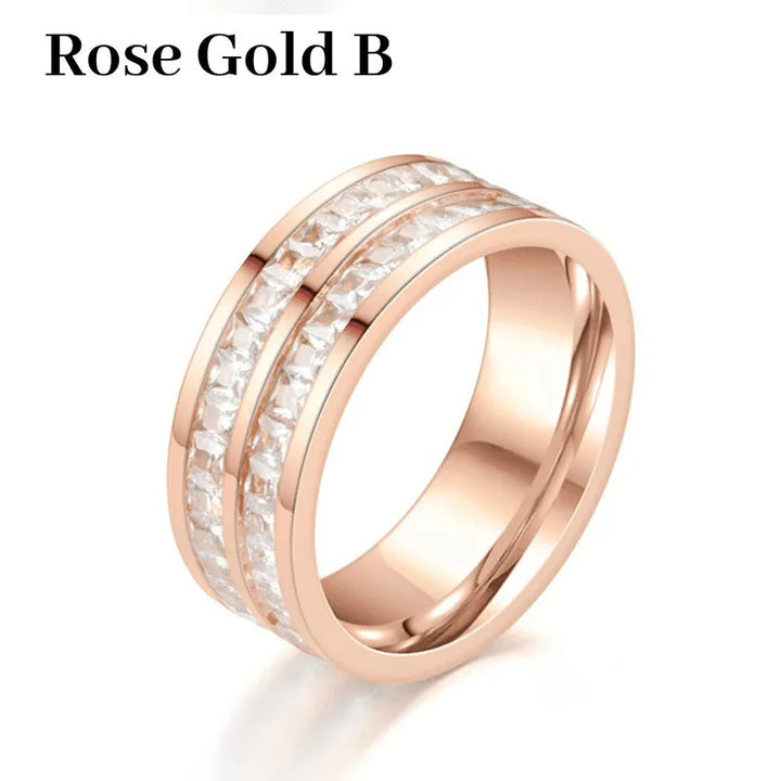 Light Luxury Niche Titanium Steel Zircon Ring