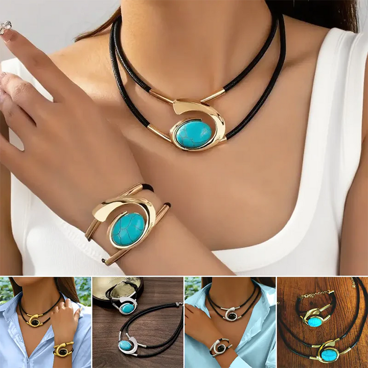 Bohemian Acrylic Stone Necklace & Bracelet Set