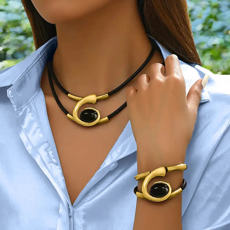 Bohemian Acrylic Stone Necklace & Bracelet Set