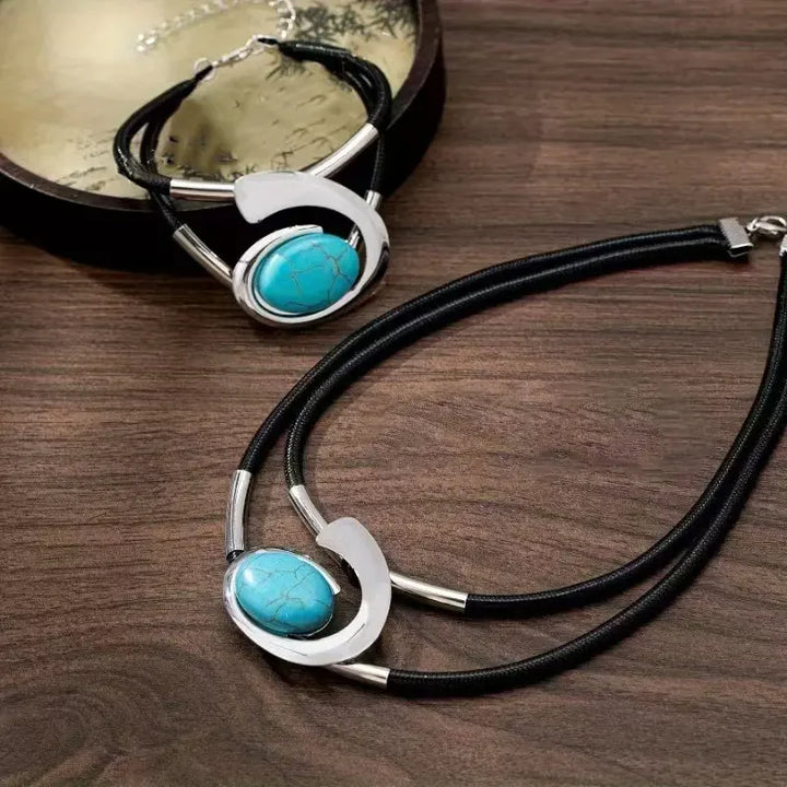 Bohemian Acrylic Stone Necklace & Bracelet Set