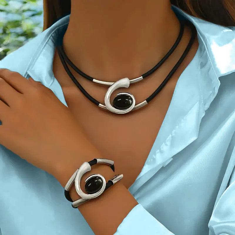 Bohemian Acrylic Stone Necklace & Bracelet Set