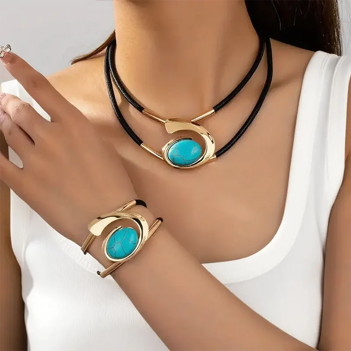 Bohemian Acrylic Stone Necklace & Bracelet Set
