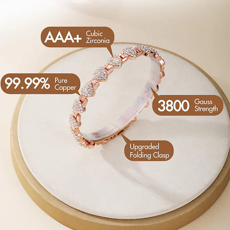 Women's Dazzling Heart-Shaped Magnetic Copper Bracelets