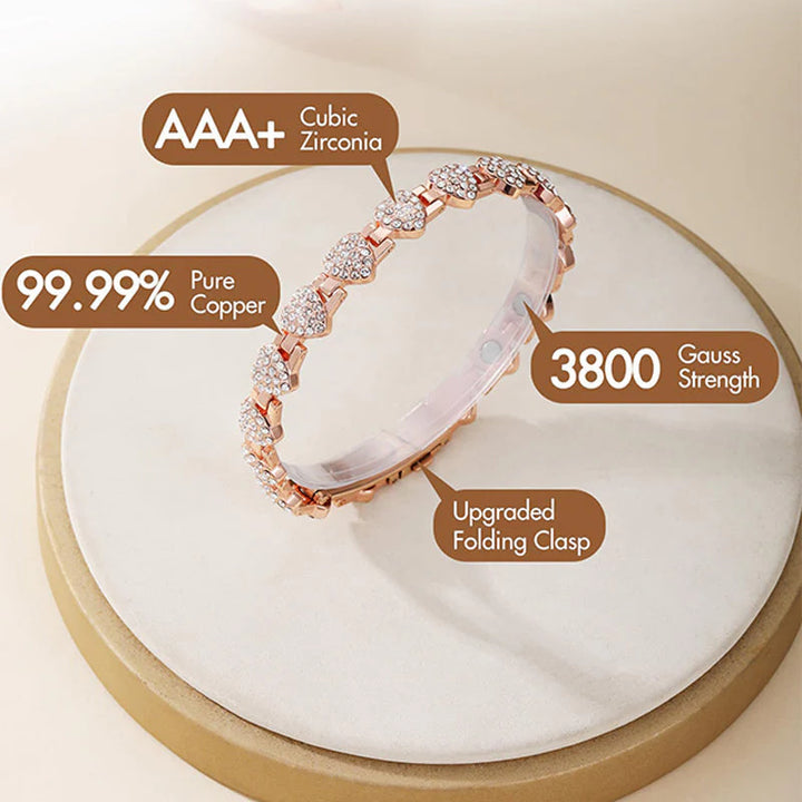 Women's Dazzling Heart-Shaped Magnetic Copper Bracelets