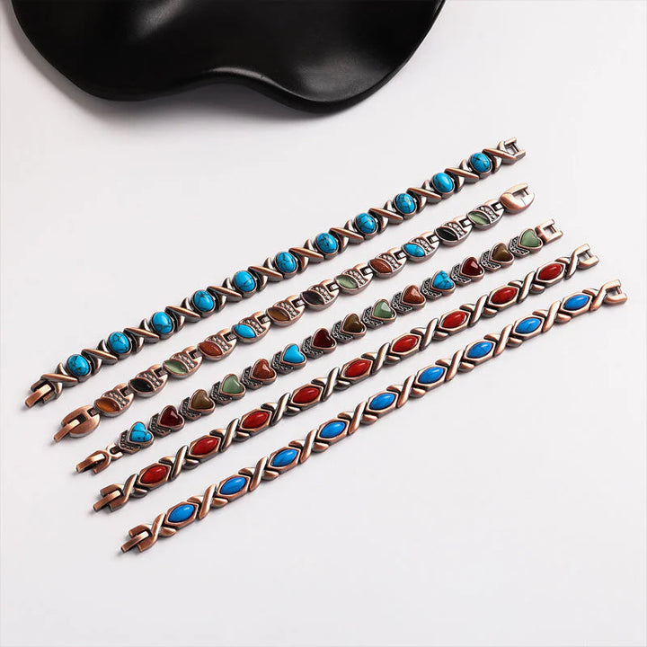 Antique Copper Finish Magnetic Stone Bracelet