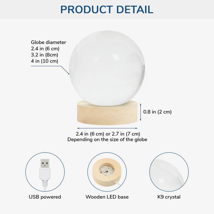 Personalised Memorial Crystal Ball Lamp with Photo