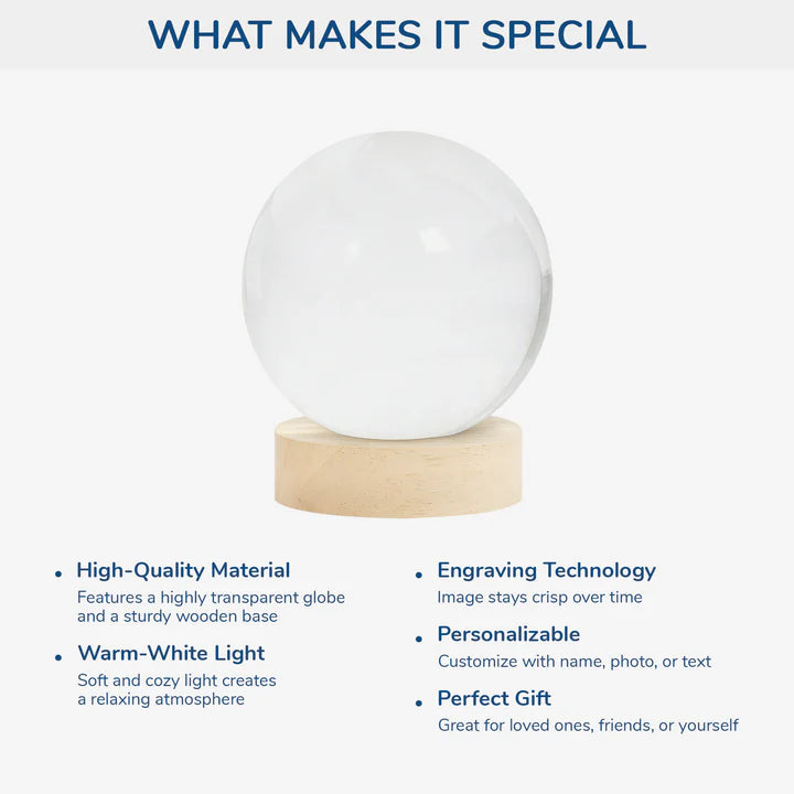 Personalised Memorial Crystal Ball Lamp with Photo